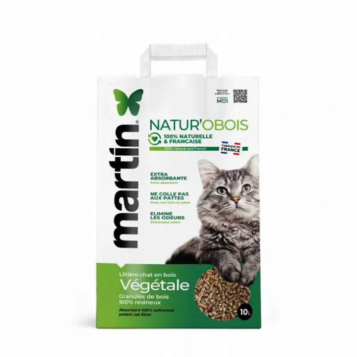 Litière naturelle en granulés de bois pour chat – Natur’o Bois (10 L)