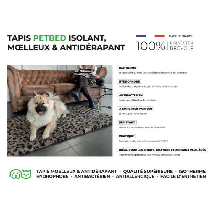Tapis PetBed gris pour chien et chat