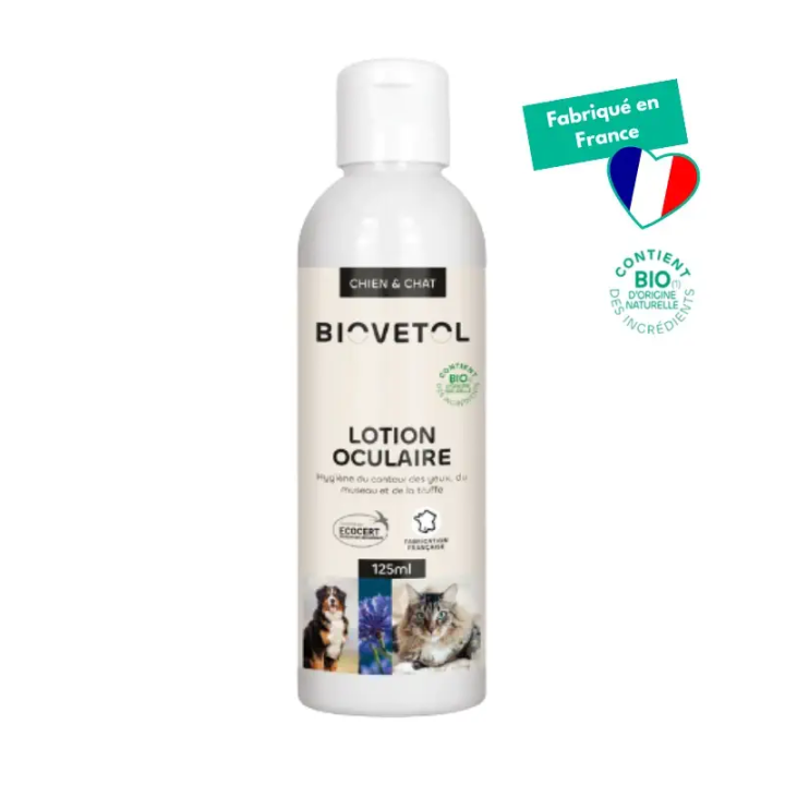 Lotion Oculaire bio pour chien et chat - Biovetol - 125 ml