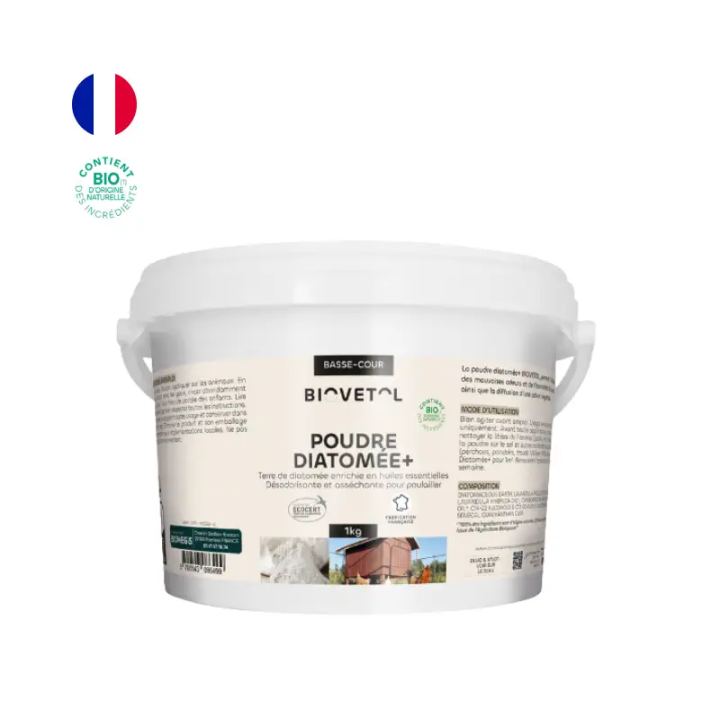 Terre de diatomée poulailler Biovetol – absorbe odeurs et humidité