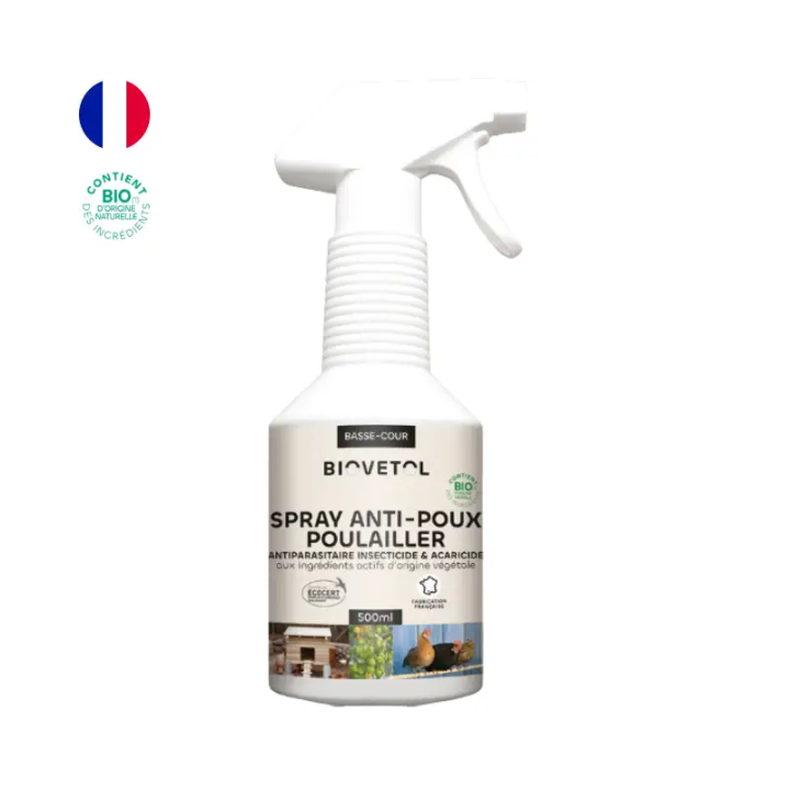 Spray anti-poux poulailler Biovetol – traitement naturel basse-cour