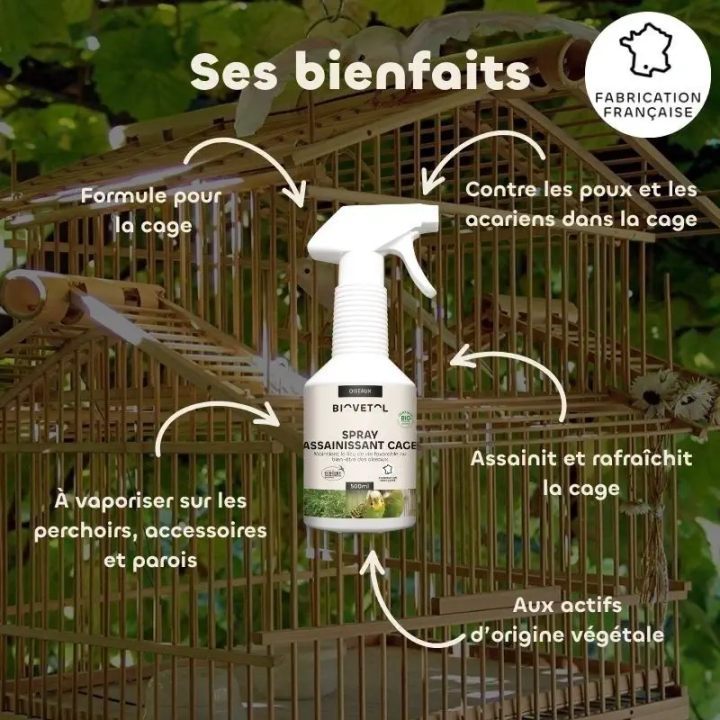 Spray assainissant cage oiseaux Biovetol