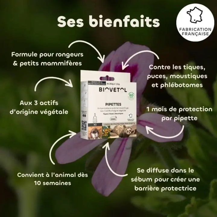Pipettes antiparasitaires rongeurs et petits mammifères 3+1 offerte