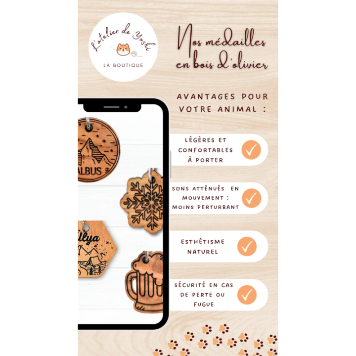 Médailles Originales en Bois pour Chien - ALBA