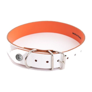 Collier en cuir Allure pour chien – Blanc et orange | GREENPATTES