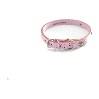 Collier en cuir surpiqué avec plaque pour chien – Rose | GREENPATTES