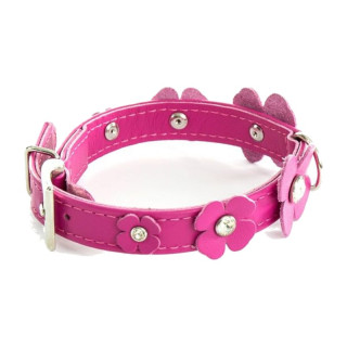 Collier en cuir à trèfles découpés pour chien – Fuchsia | GREENPATTES