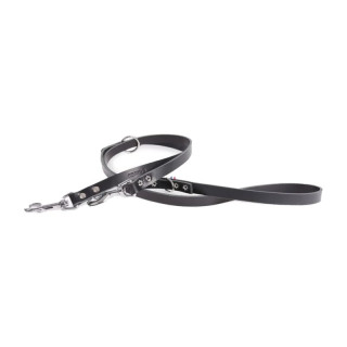 Laisse multiposition en cuir 499 Bicolore pour chien – Noir