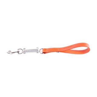 Laisse courte à amortisseur en cuir 499 Bicolore pour chien – Orange