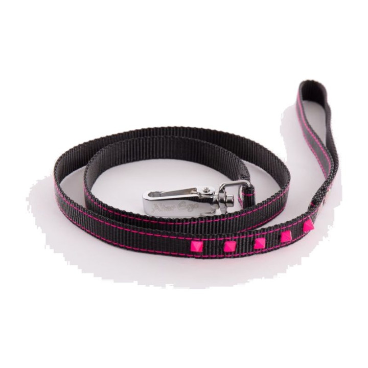 Laisse en nylon Fluo Black pour chien – Noir et rose | GREENPATTES