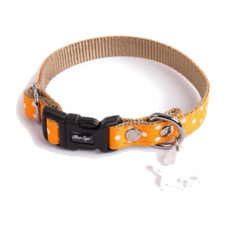 Collier en nylon à pois pour chien – Orange, 1,5 x 23-33 cm