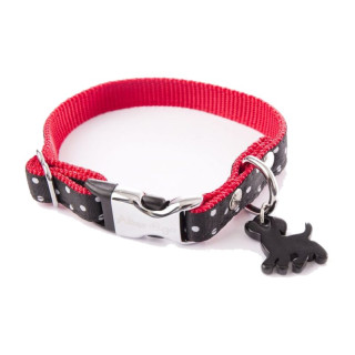 Collier en nylon à pois pour chien – Noir, 1,5 x 23-33 cm