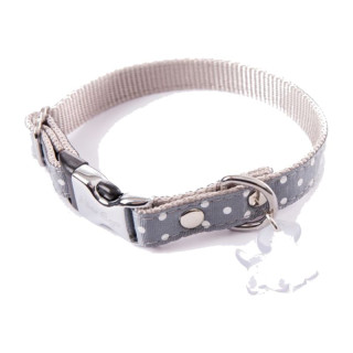 Collier en nylon à pois pour chien – Marron, 1,5 x 23-33 cm
