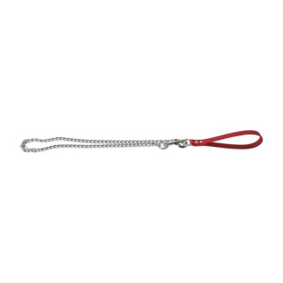 Laisse chaîne avec poignée en cuir pour chien – Rouge | GREENPATTES