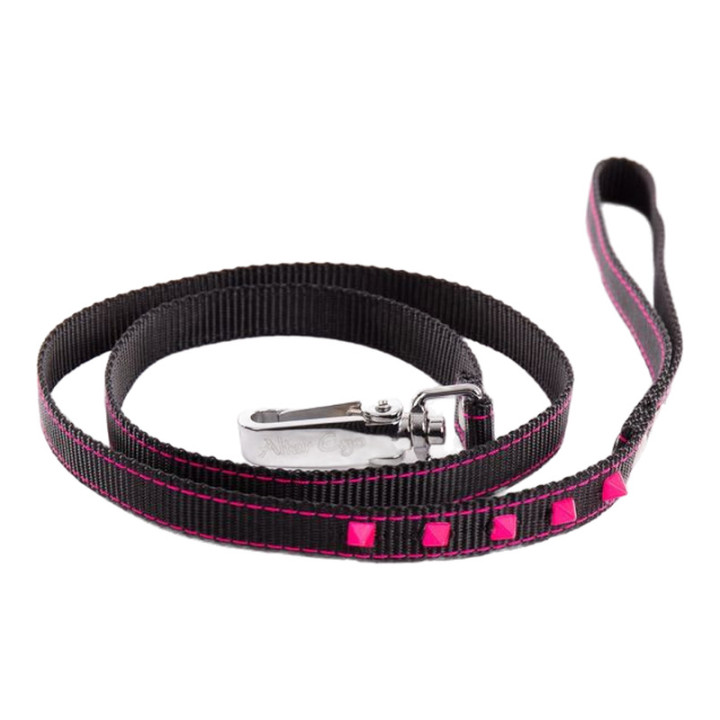 Laisse en nylon Fluo Black pour chien – Noir et rose | GREENPATTES