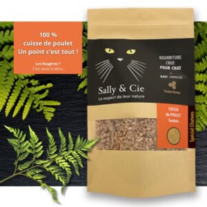 Cuisse de poulet hachée lyophilisée BARF – Spécial chaton