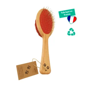 Grande brosse 2-en-1 pelage soyeux pour chiens et chats