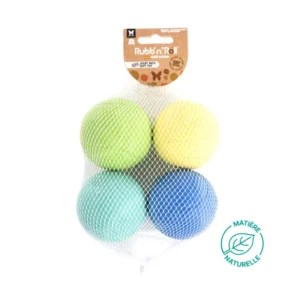 Balles chien caoutchouc naturel (x4) – Jouet mastication taille M