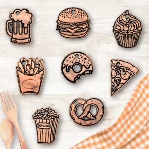 Médailles originale en bois pour chien junkfood